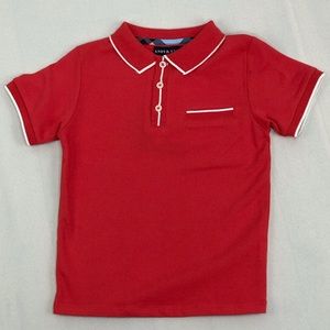 Andy & Evan Red William Solid Polo With Ribbing 3T